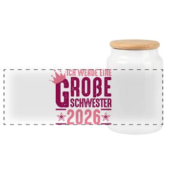 Je serai grande sœur grossesse 2026 - Boîte à biscuits avec couvercle en bois - blanc - Devant