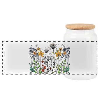 Blumen - Panorama Keksdose mit Holzdeckel - Weiß - Vorne