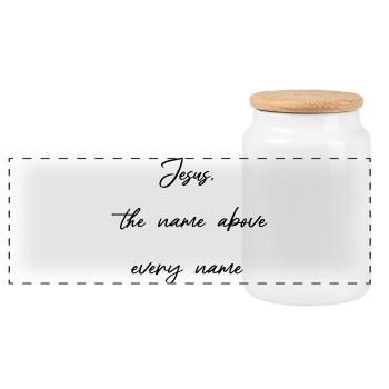 Jésus, le Nom Avant Tous les Noms - Chrétien - Boîte à biscuits avec couvercle en bois - blanc - Devant