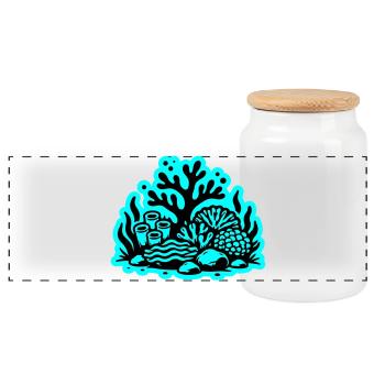 Coral Reef Ocean Coral Icon - Panoramic Cookie Jar with Wooden Lid - white - Front