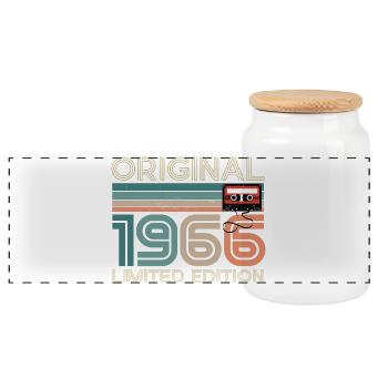 60 ans 60e Anniversaire 1966 Original Vintage - Boîte à biscuits avec couvercle en bois - blanc - Devant