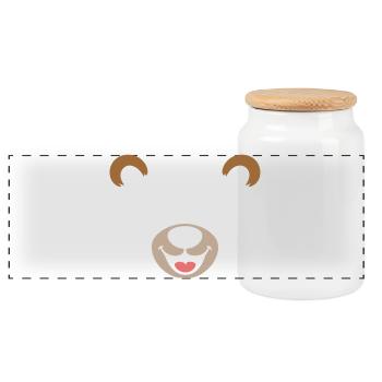 Bear | Déguisement de carnaval en costume de grand visage - Boîte à biscuits avec couvercle en bois - blanc - Devant
