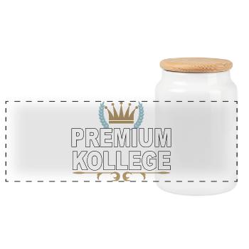 Premium Kollege - Lustiger Spruch - Panorama Keksdose mit Holzdeckel - Weiß - Vorne