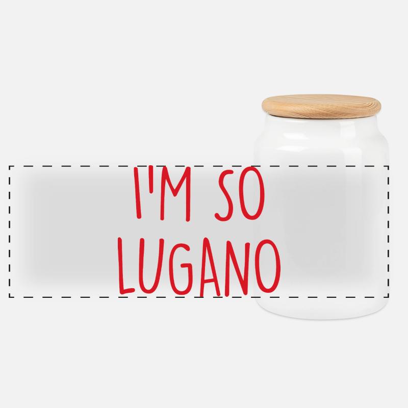 Lugano Switzerland Schweiz - Panorama Keksdose mit Holzdeckel - Weiß