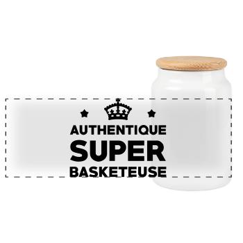 Authentic Super Basketball Player - Panoramic Cookie Jar with Wooden Lid - white - Front