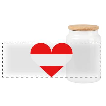 Austria heart flag - Panoramic Cookie Jar with Wooden Lid - white - Front