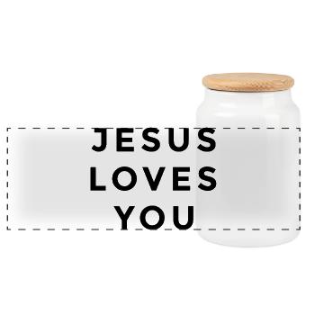 Jésus t’aime | Foi chrétienne - Boîte à biscuits avec couvercle en bois - blanc - Devant