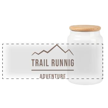Aventure de course en sentier - Boîte à biscuits avec couvercle en bois - blanc - Devant