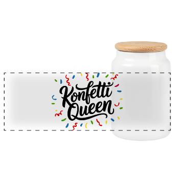 Confetti Queen Party - Panoramic Cookie Jar with Wooden Lid - white - Front
