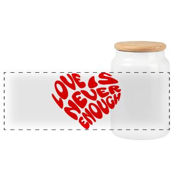 One Love Herzform Design - Panorama Keksdose mit Holzdeckel - Weiß - Vorne