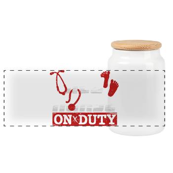 NICU Krankenschwester Neo Nurse On Duty - Panoramic Cookie Jar with Wooden Lid - white - Front