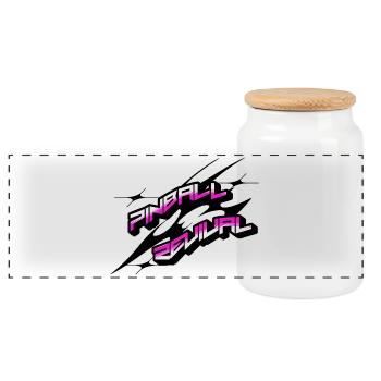 Pinball Revival Neon Retro - Panoramic Cookie Jar with Wooden Lid - white - Front
