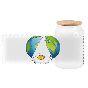 Planet Erde ist ein Ei - Panorama Keksdose mit Holzdeckel - Weiß - Vorne