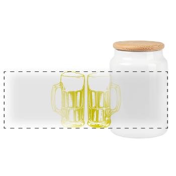 Beer Beer Glasses Toast - Panoramic Cookie Jar with Wooden Lid - white - Front