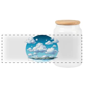 Sky clouds over the Archipelago - Panoramic Cookie Jar with Wooden Lid - white - Front