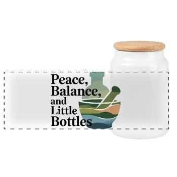 Homeopathy Peace Balance Little Bottles Profession - Panoramic Cookie Jar with Wooden Lid - white - Front