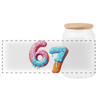 7th Birthday Boy 7 Years Old, I Was 6 Now In 7 - Panoramic Cookie Jar with Wooden Lid - white - Front