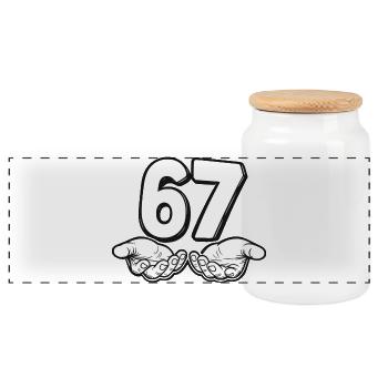 Six Seven Trend - Panoramic Cookie Jar with Wooden Lid - white - Front