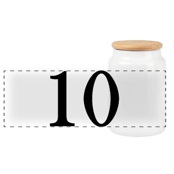 10. 10 YEARS. 10th ANNIVERSARY. 10 YEAR ANNIVERSARY. - Panoramic Cookie Jar with Wooden Lid - white - Front