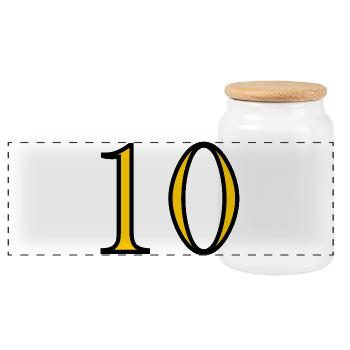 10. 10 JAHRE. 10-JÄHRIGES JUBILÄUM. 10-JÄHRIGES JUBILÄUM. - Panorama Keksdose mit Holzdeckel - Weiß - Vorne