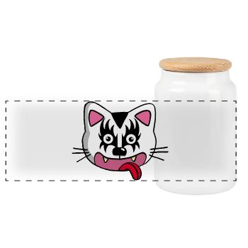 Chat mignon mais démoniaque - Boîte à biscuits avec couvercle en bois - blanc - Devant