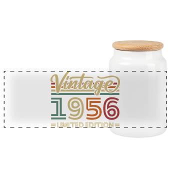 Vintage 1956 Vintage Birthday Retro Gift - Panoramic Cookie Jar with Wooden Lid - white - Front