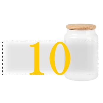 10. 10 YEARS. 10th ANNIVERSARY. 10 YEAR ANNIVERSARY. - Panoramic Cookie Jar with Wooden Lid - white - Front