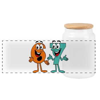 Six Seven Cartoon - Panorama Keksdose mit Holzdeckel - Weiß - Vorne