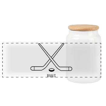 Rivals, Hockey Design, Rivalitäts-Motiv - Panorama Keksdose mit Holzdeckel - Weiß - Vorne
