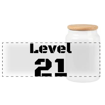 Level 21 - Panoramic Cookie Jar with Wooden Lid - white - Front