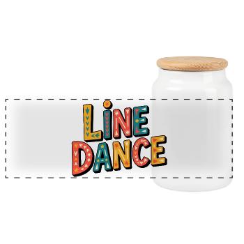 Line Dance What - Panoramic Cookie Jar with Wooden Lid - white - Front