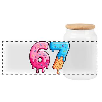 Caractères Sweet 6-7 Dessert Font - Boîte à biscuits avec couvercle en bois - blanc - Devant
