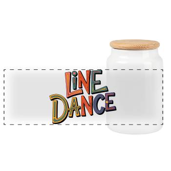 Line Dance Colors - Panoramic Cookie Jar with Wooden Lid - white - Front