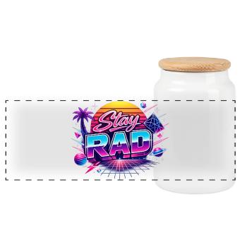 Stay RAD Neon Retro - Panorama Keksdose mit Holzdeckel - Weiß - Vorne