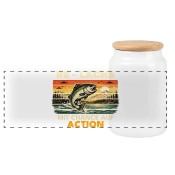 Angeln Geschenk Mann Angler Papa Re Lachs - Panorama Keksdose mit Holzdeckel - Weiß - Vorne