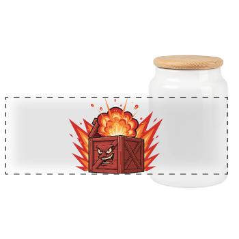 Boîte en bois explosive au visage sombre - Boîte à biscuits avec couvercle en bois - blanc - Devant