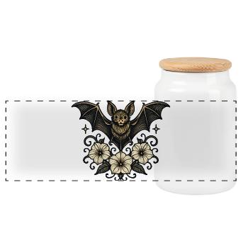 Hibiscus chauve-souris nocturne - Boîte à biscuits avec couvercle en bois - blanc - Devant