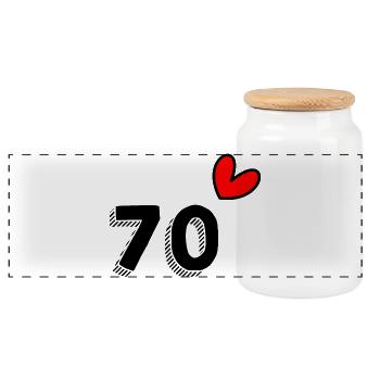 70. 70 YEARS. 70th ANNIVERSARY. 70 YEARS ANNIVERSARY. - Panoramic Cookie Jar with Wooden Lid - white - Front