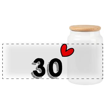 30. 30 YEARS. 30th ANNIVERSARY. 30 YEARS ANNIVERSARY. - Panoramic Cookie Jar with Wooden Lid - white - Front