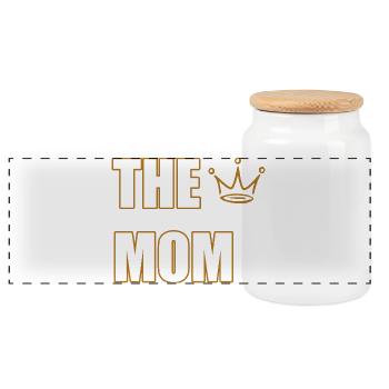 THE MOM – Bold & Proud Mother Statement Design - Panorama Keksdose mit Holzdeckel - Weiß - Vorne