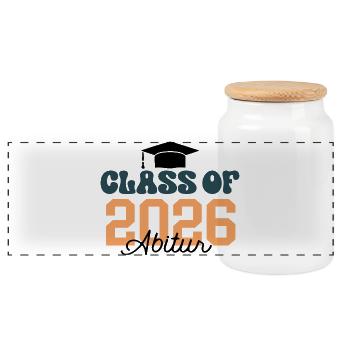 Class Of 2026 Outfit Abi 26 Abitur Hut Abschluss - Panorama Keksdose mit Holzdeckel - Weiß - Vorne