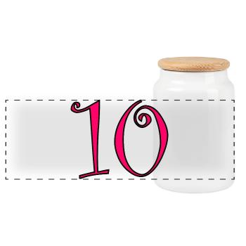 10. 10 YEARS. 10th ANNIVERSARY. 10 YEAR ANNIVERSARY. - Panoramic Cookie Jar with Wooden Lid - white - Front