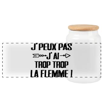J'peux Pas J'ai trop trop La Flemme - Boîte à biscuits avec couvercle en bois - blanc - Devant