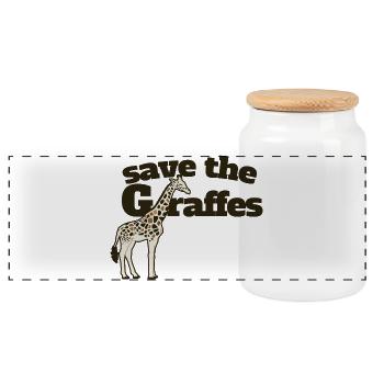 Save the Giraffes Giraffe Art Tee - Panoramic Cookie Jar with Wooden Lid - white - Front