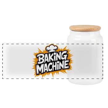 Baking Machine Fun - Panoramic Cookie Jar with Wooden Lid - white - Front