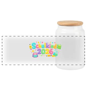 Don d’inscription scolaire 2026 - Boîte à biscuits avec couvercle en bois - blanc - Devant