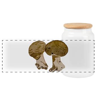 Champignons à l' aquarelle  - Boîte à biscuits avec couvercle en bois - blanc - Devant