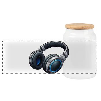 Casque Bleu Néon - Boîte à biscuits avec couvercle en bois - blanc - Devant