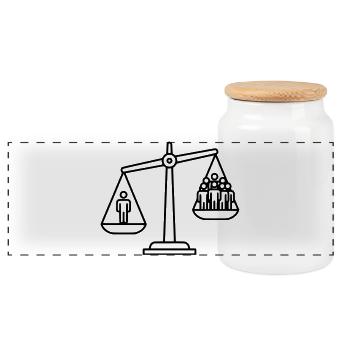Concept de justice de la Balance - Boîte à biscuits avec couvercle en bois - blanc - Devant