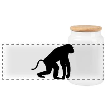 Singe - Boîte à biscuits avec couvercle en bois - blanc - Devant